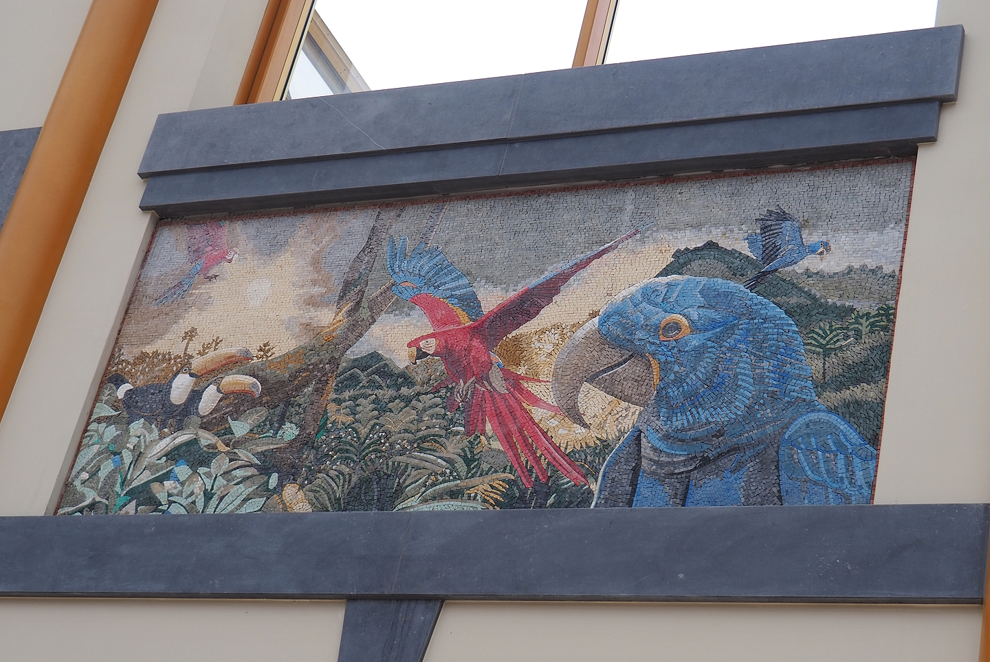New entrance gallery - Mosaic with South American birds (future species for The Sanctuary?), 2023-05-15