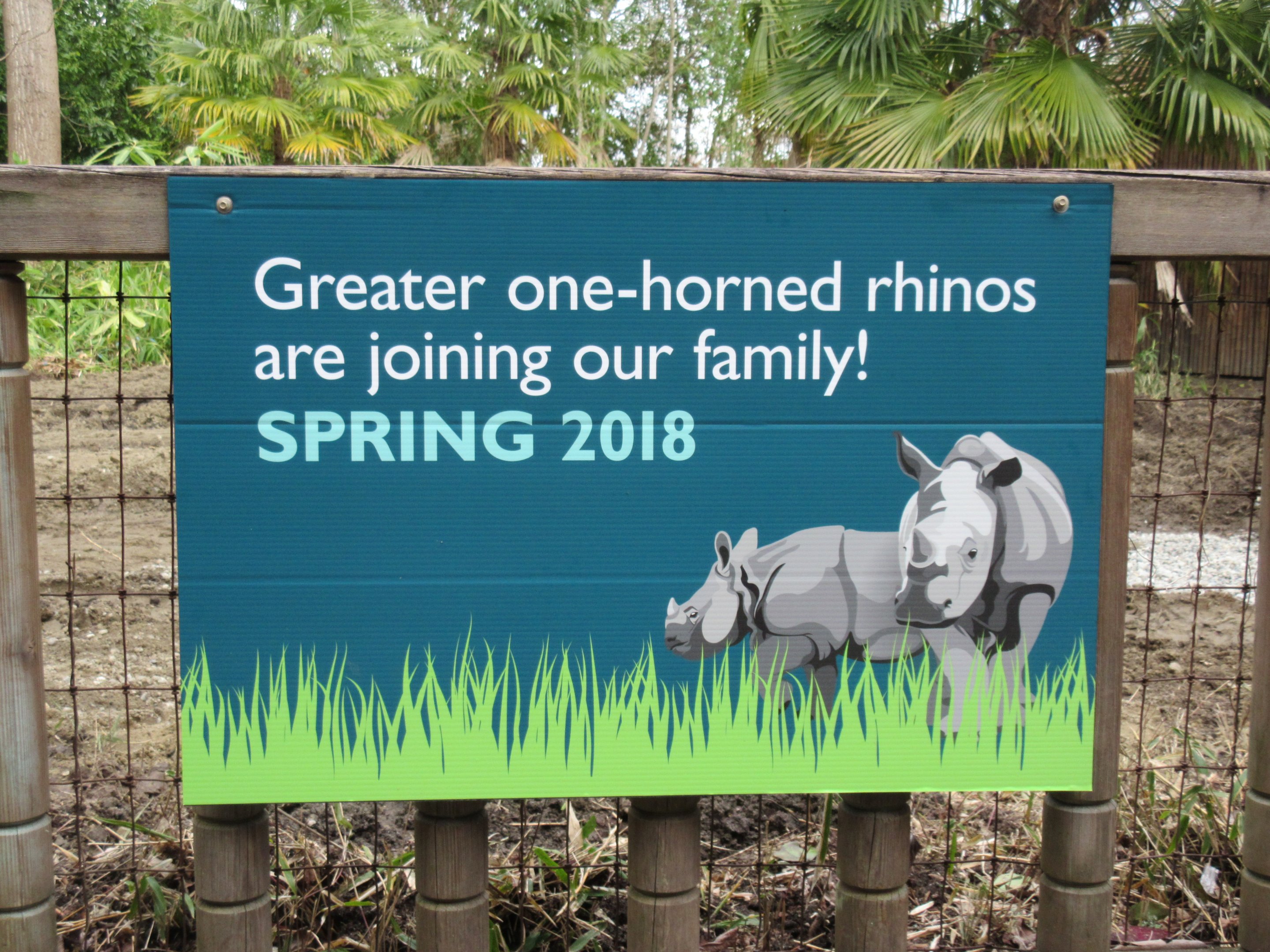 New Exhibit Sign (two male rhinos will go into old elephant yard)