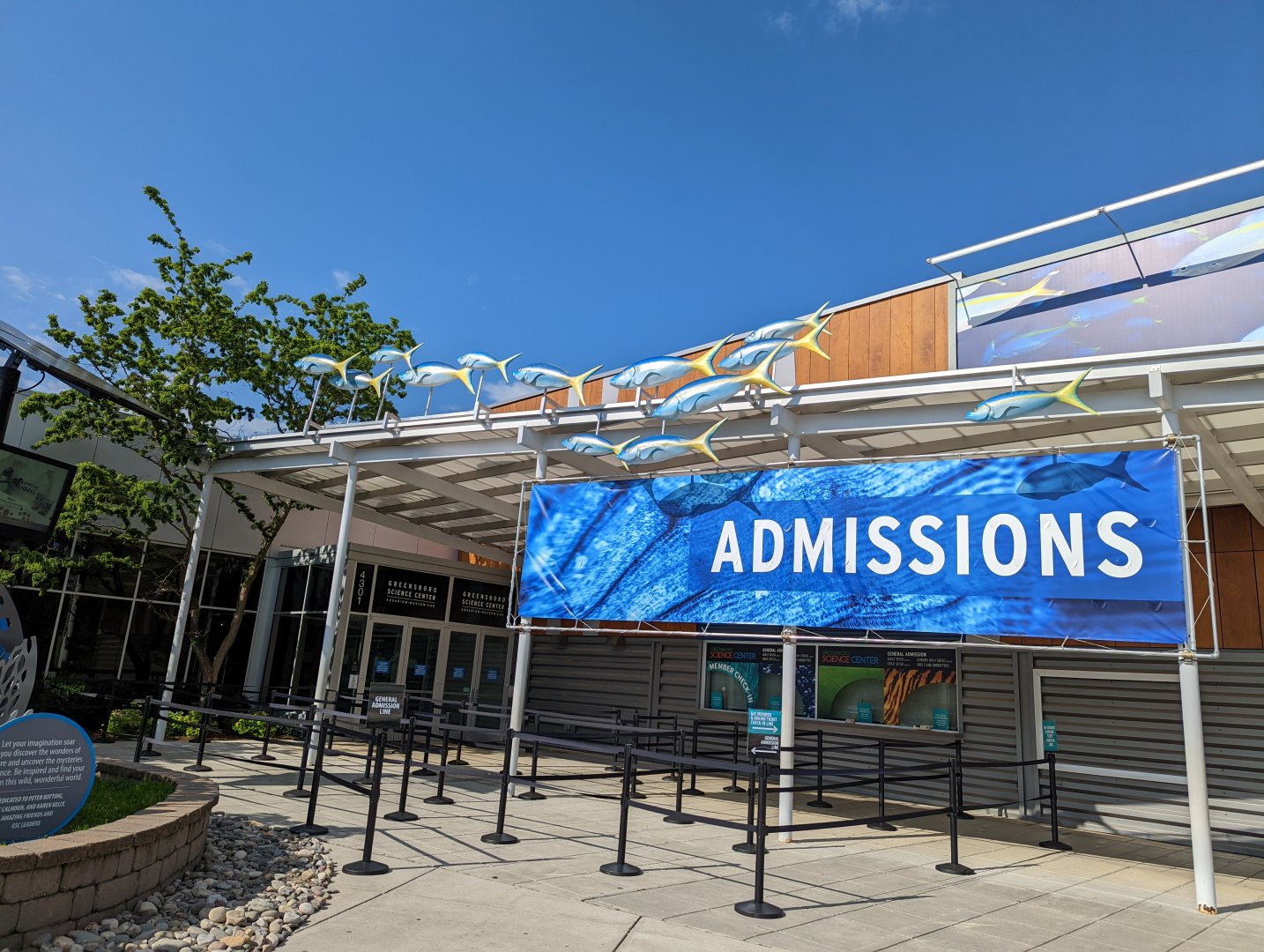 New fish decorations on top of the admissions area