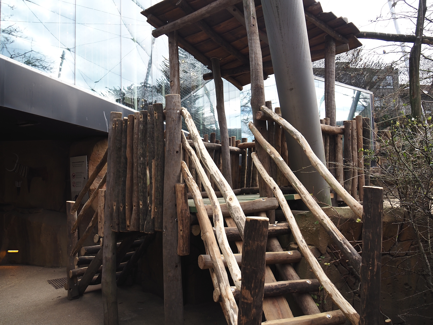 New larger viewing hut in the savanna aviary, 2024-03-09
