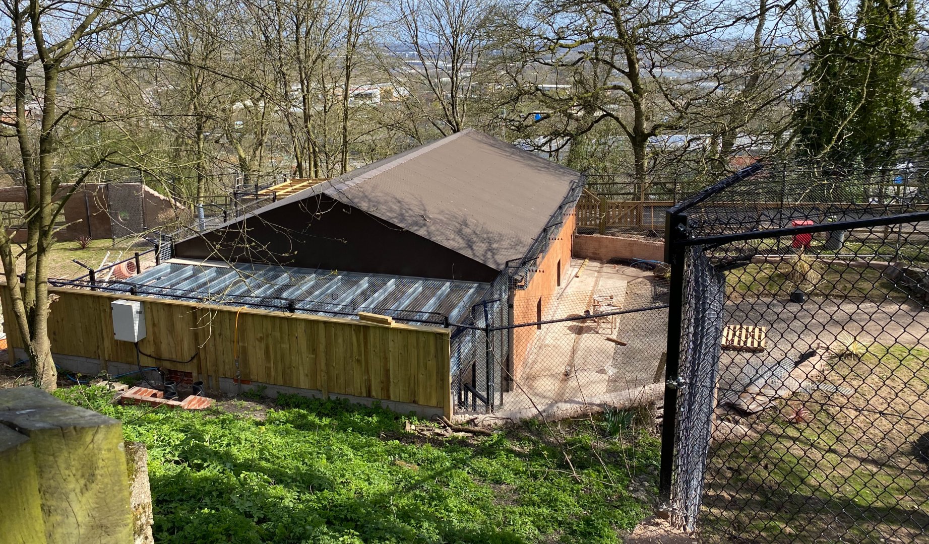 New Painted / African Hunting Dog enclosure under construction, Housing, Dudley, UK