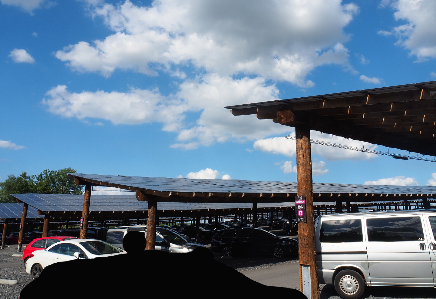 New parking lot with solar panel structures, 2022-06-28