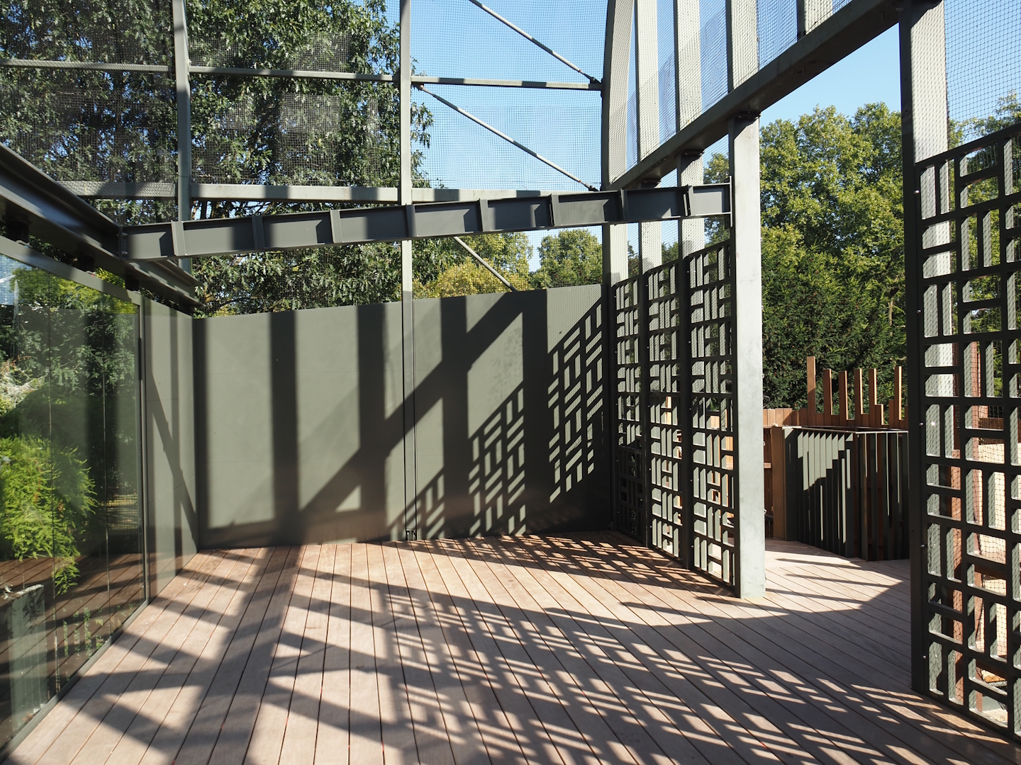 New partially opened upper viewing area for hippo house aviary, 2024-08-28