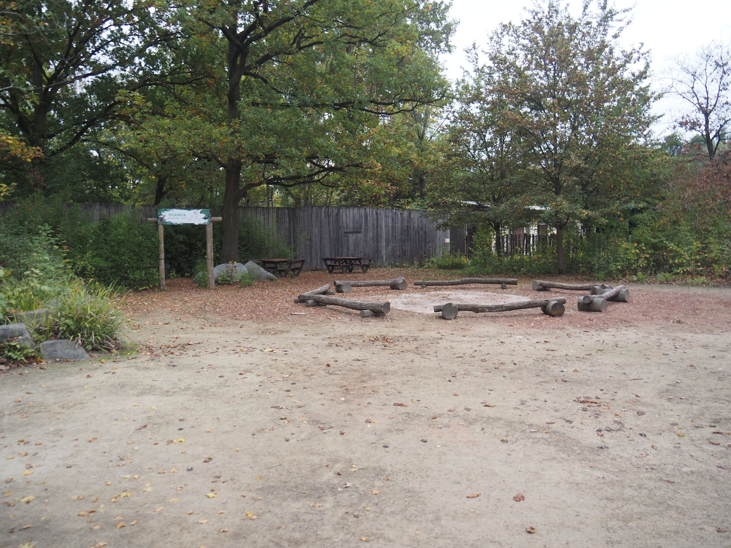 New picnic area where the merry-go-round/carousel used to be, 2025-10-19
