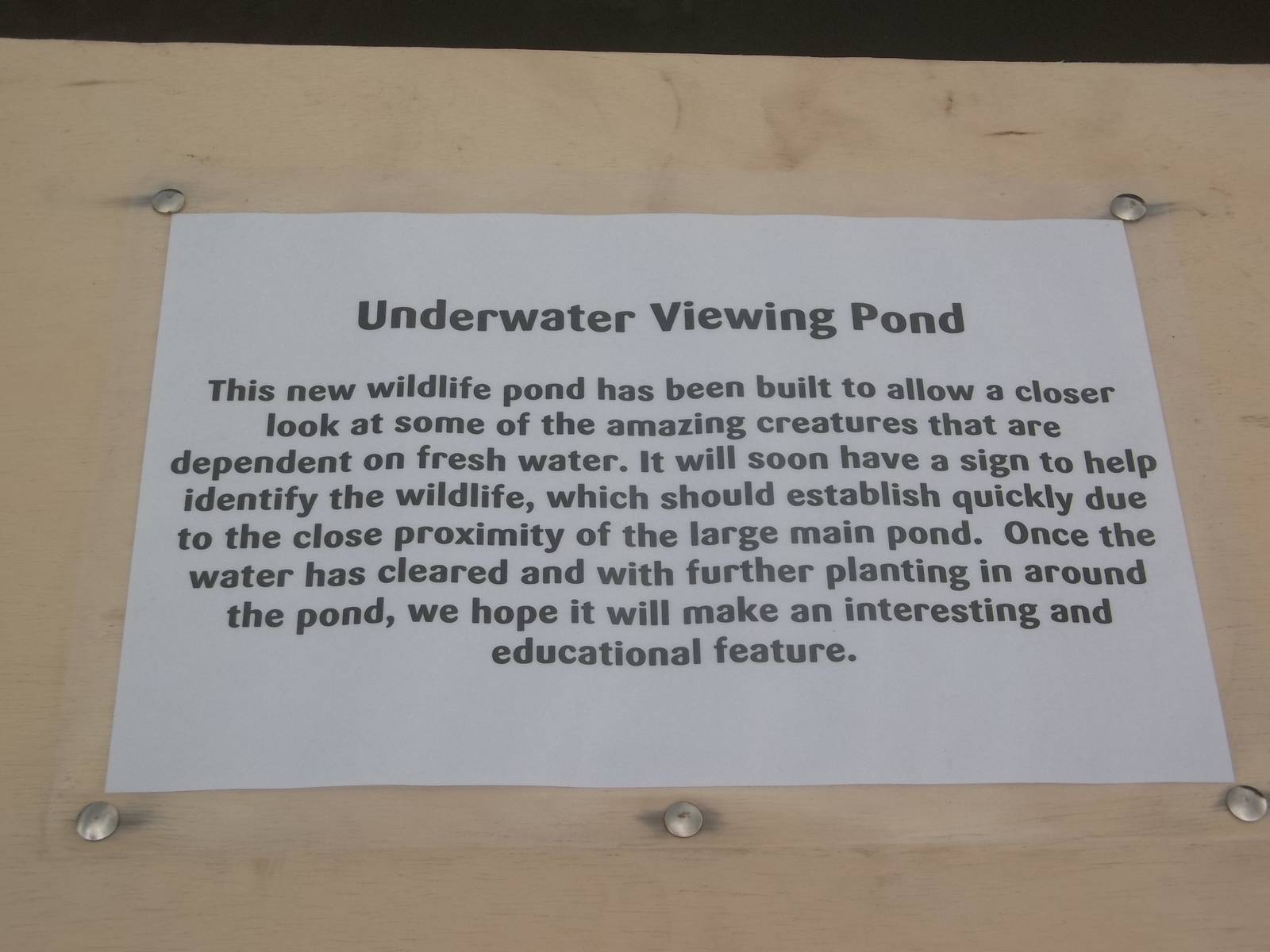 New pond signage, 14th April 2015