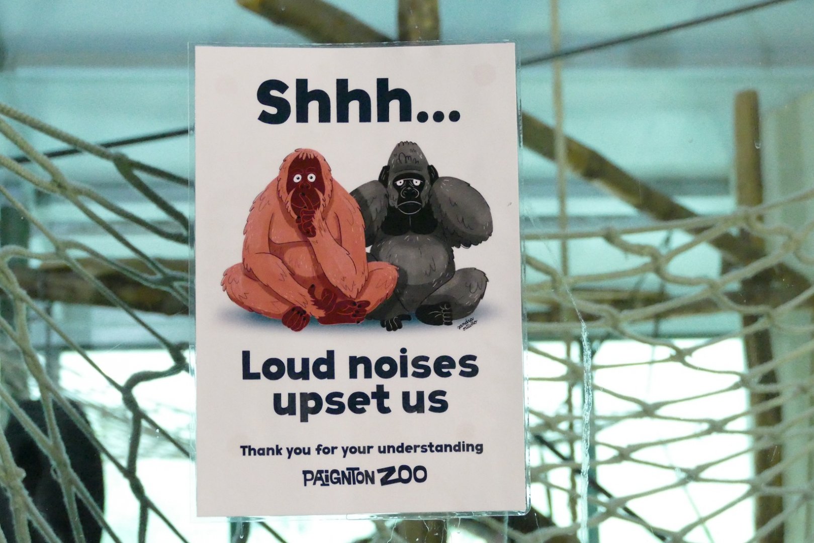 New sign in the Ape House, March 2019