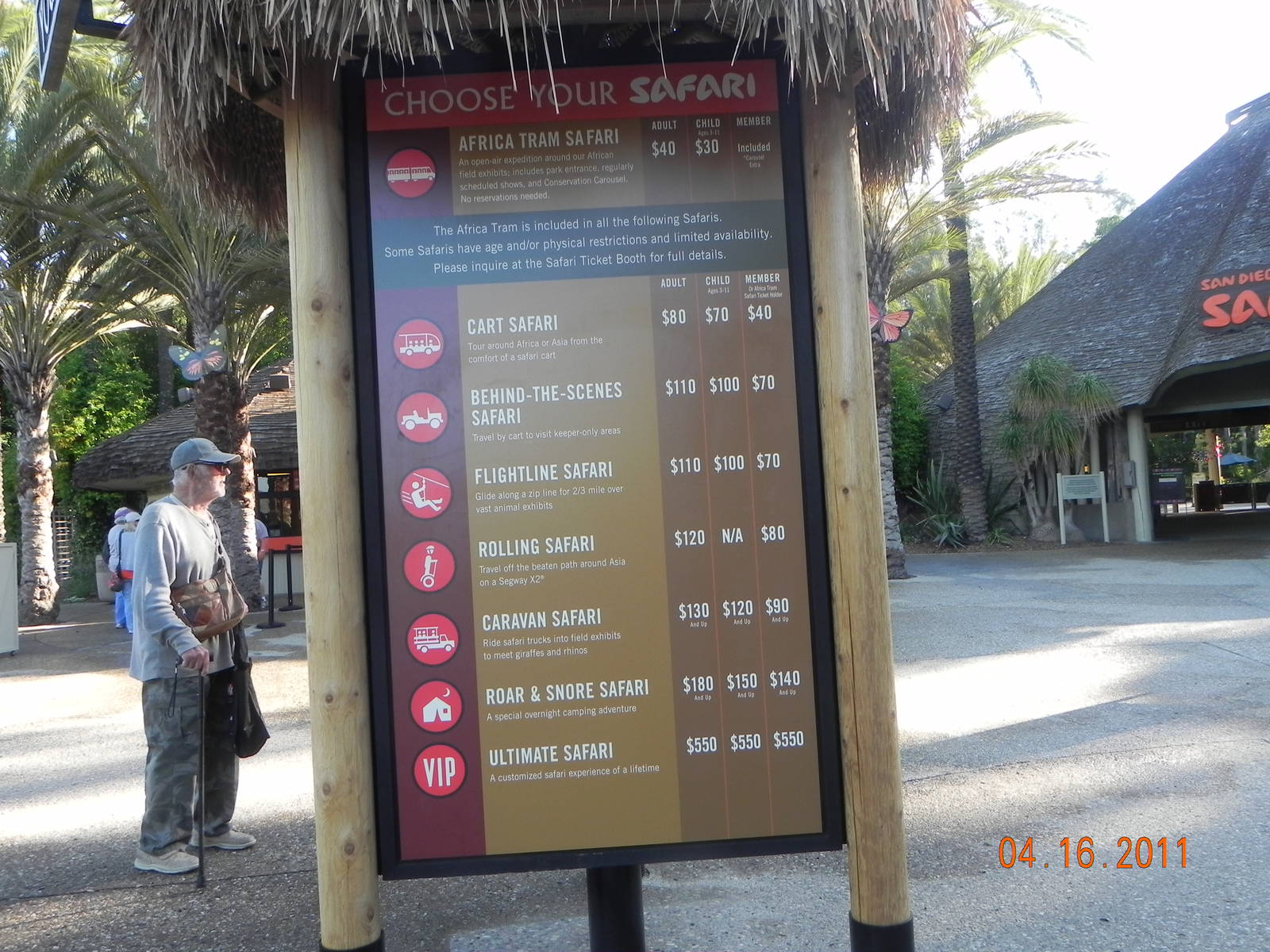 New sign showing "safari" prices.
