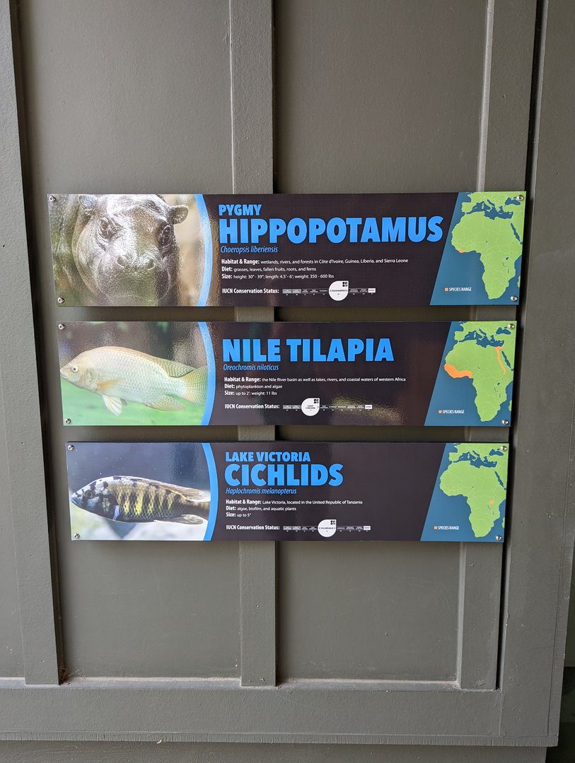 New signage at the indoor Pygmy Hippo exhibit