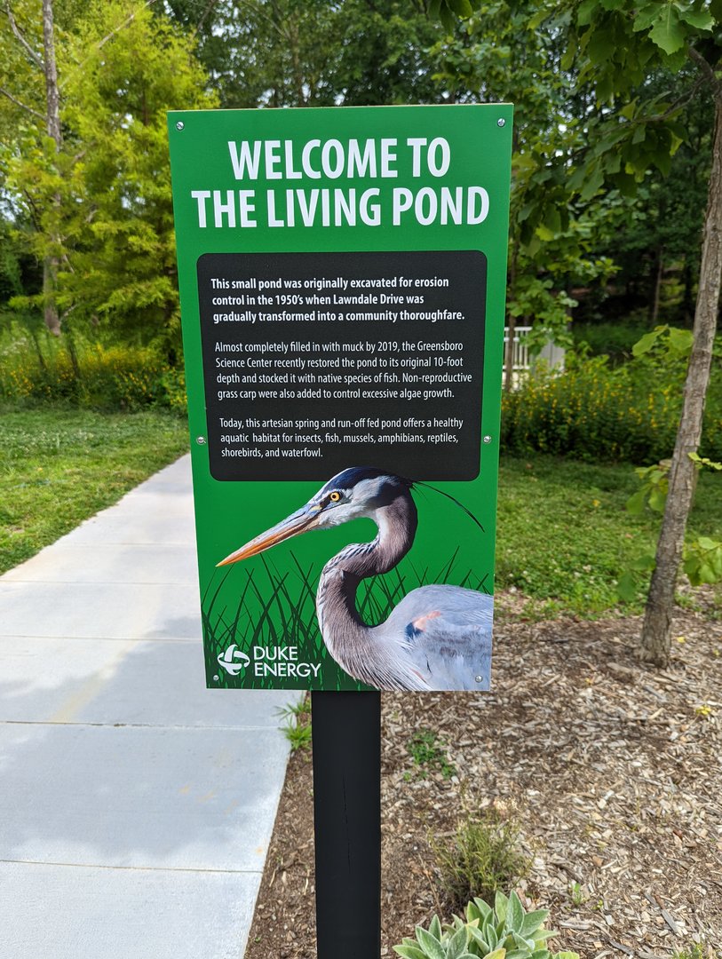 New signage by pond