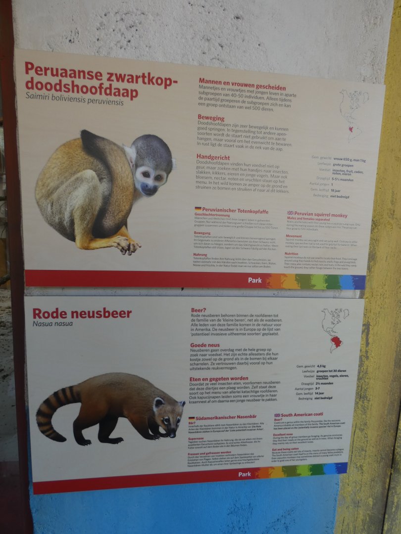 New signage for Squirrel Monkey and Coati