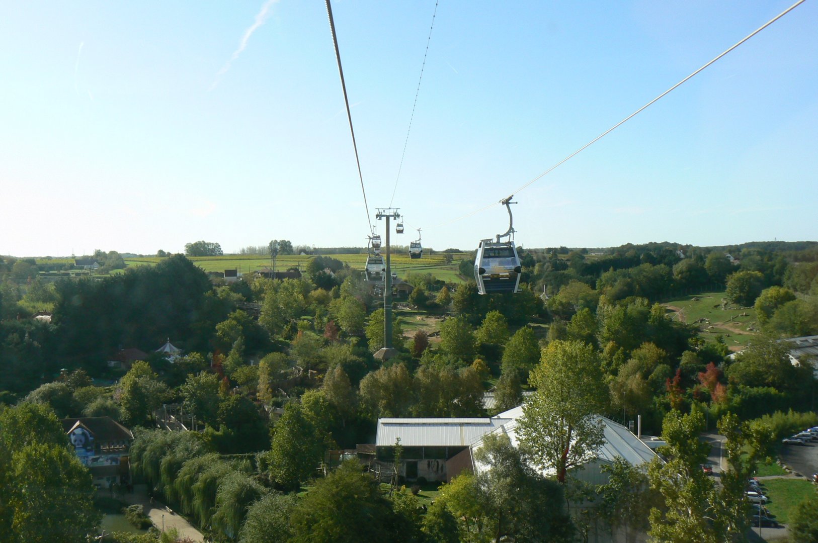 New skywalk cable car system - View on the gorillas tropical house, elephants exhibit and okapis exhibit