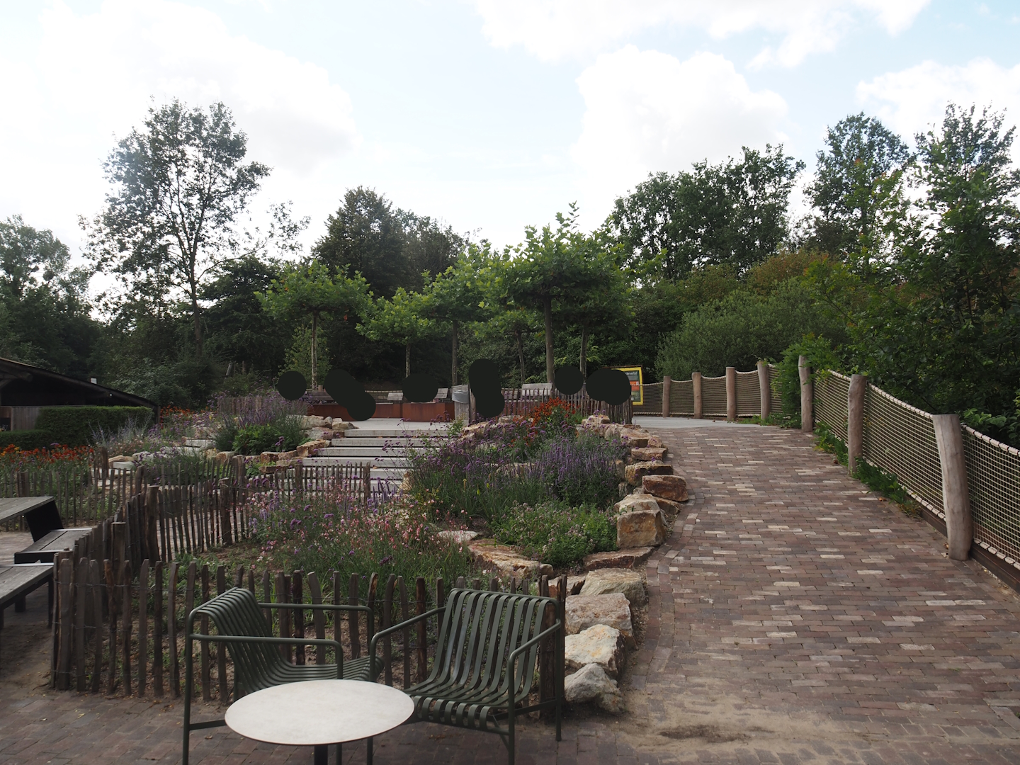 New terrace area next to the pygmy hippopotamus exhibit (where the underwater viewing area used to be), 2024-08-21