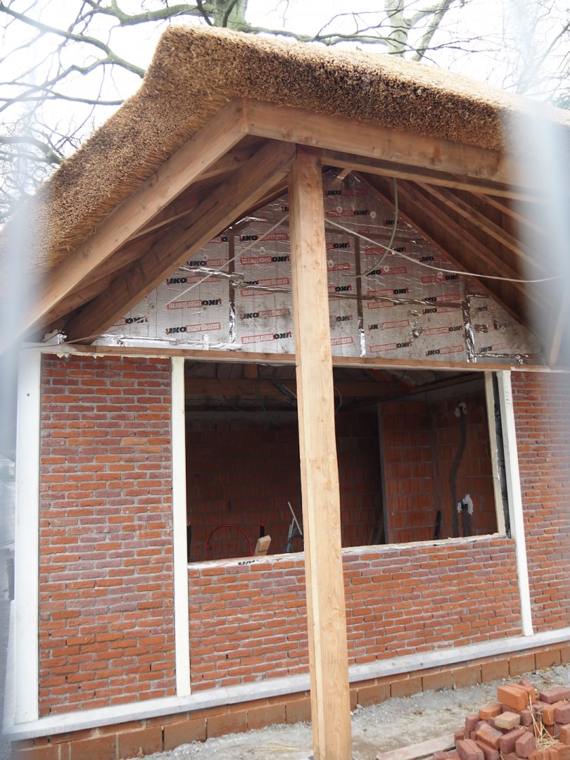 New waffle house, built in same style as nearby old deer houses, 2024-03-09