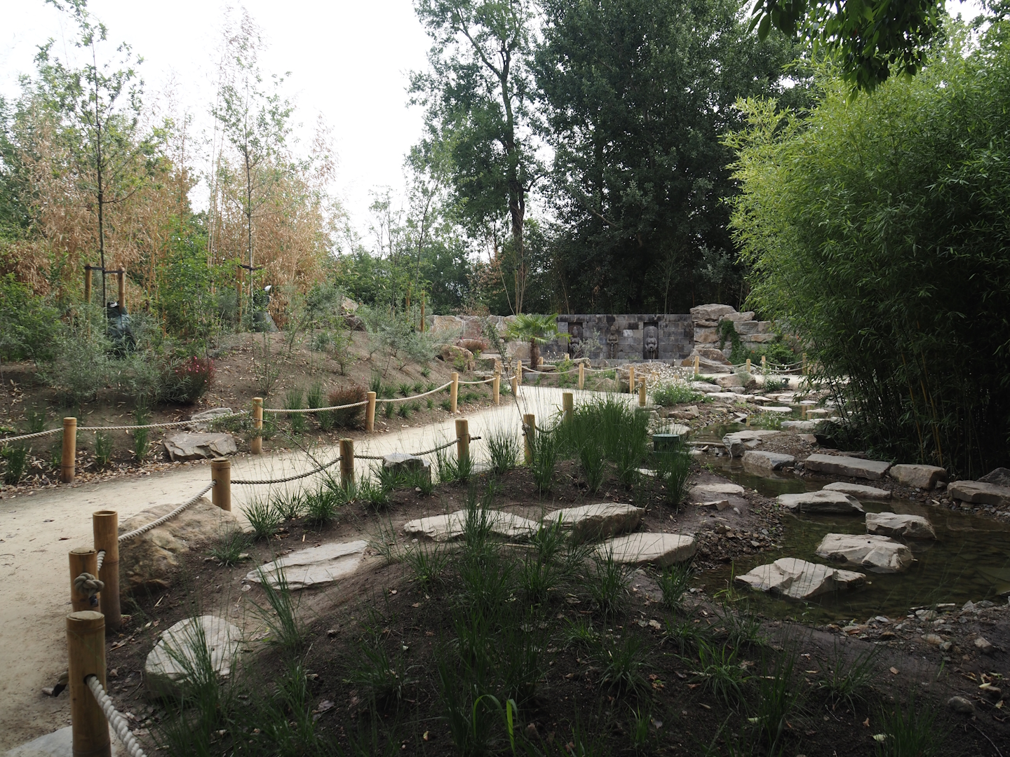 New walkway and new creek near the new Asian stork aviaries, 2025-07-12