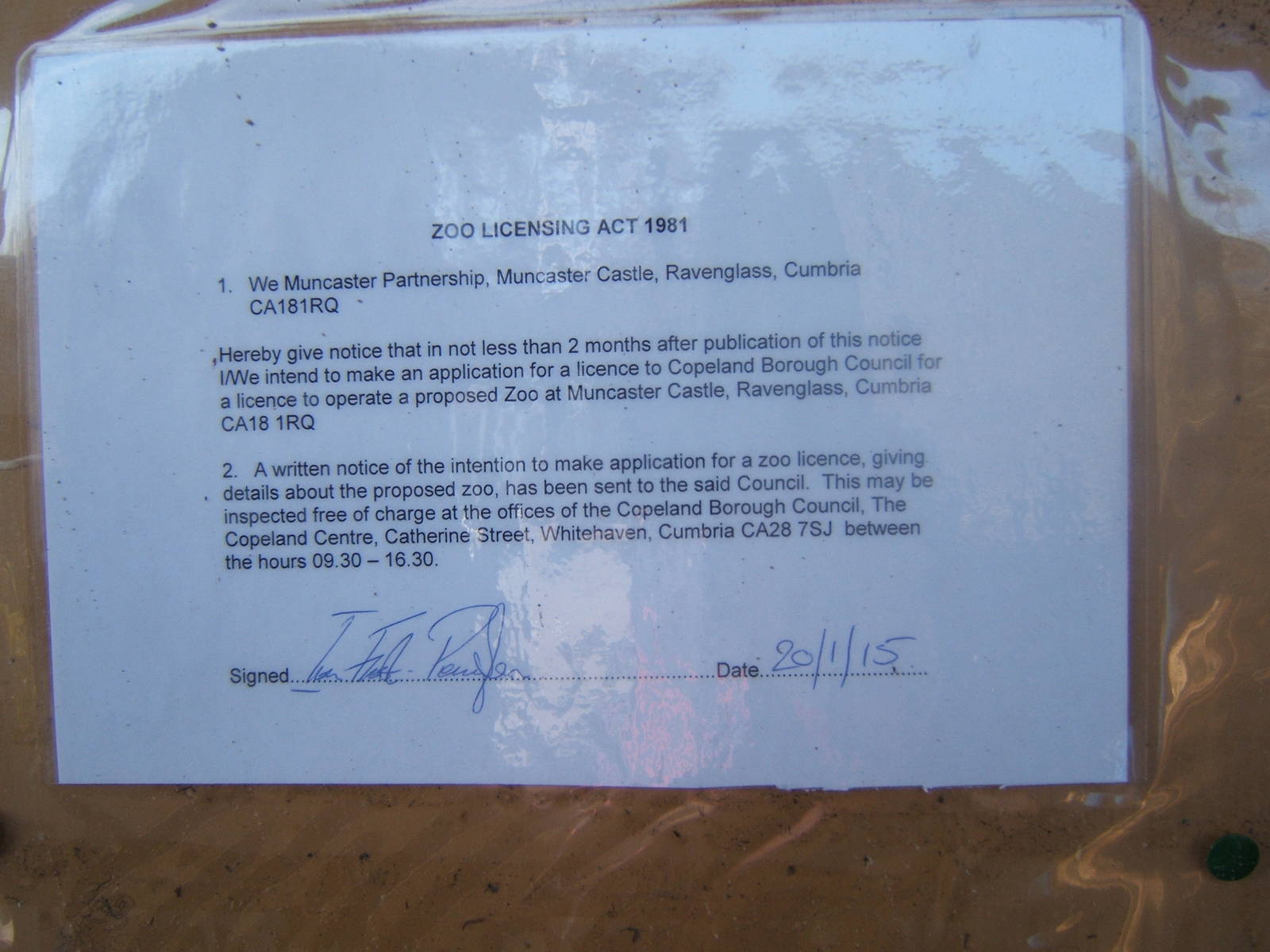 New zoo licence application