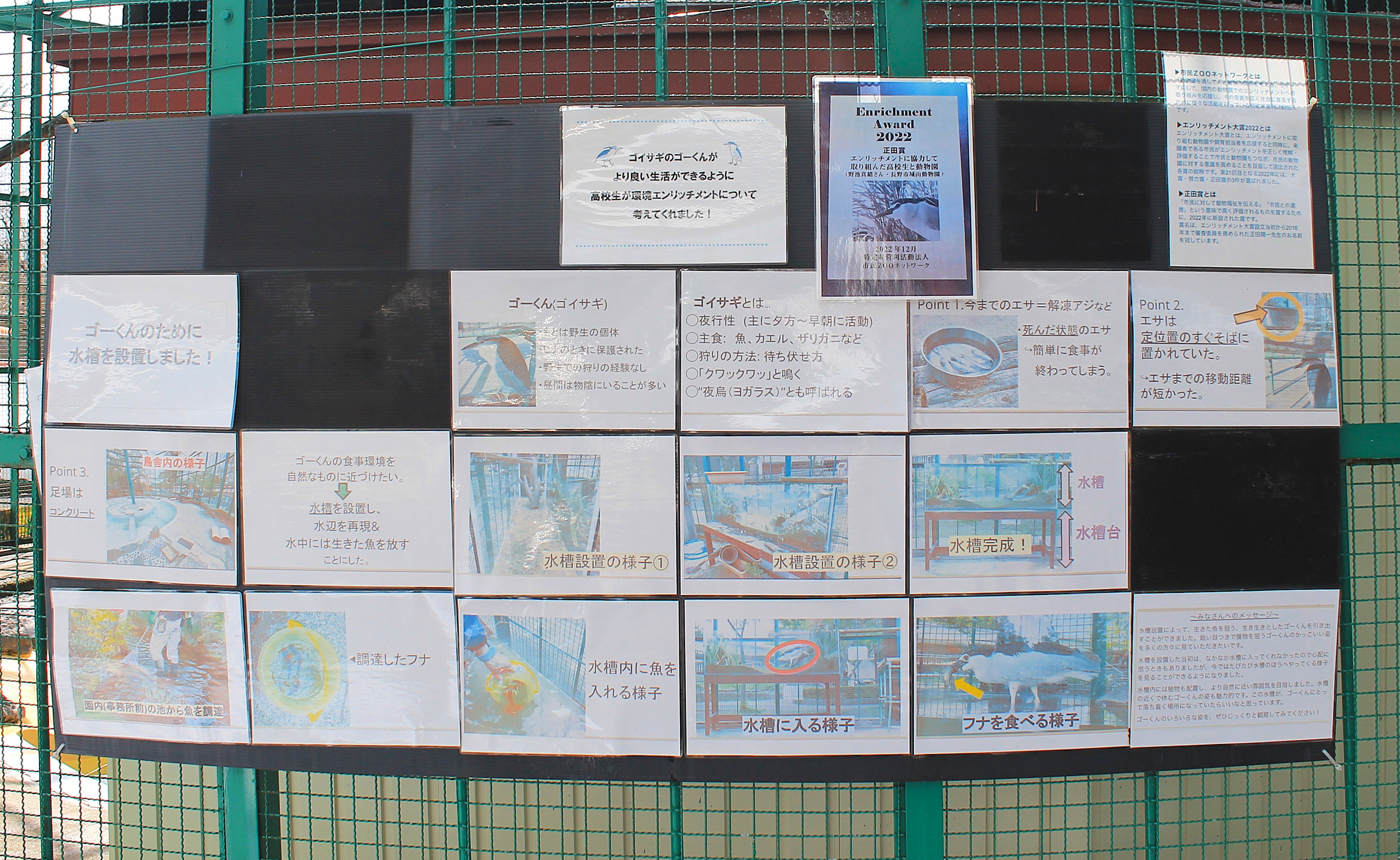 Night Heron feeding signage, Joyama Zoo