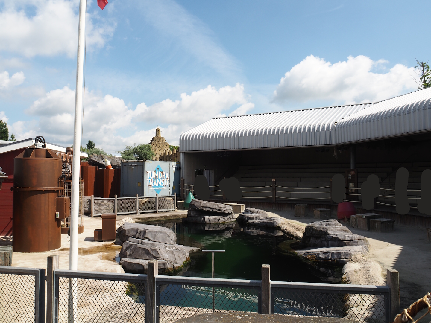 Nortica Hafên port themed area - Former sea lion theater, now part of harbor seal exhibit , 2024-06-23