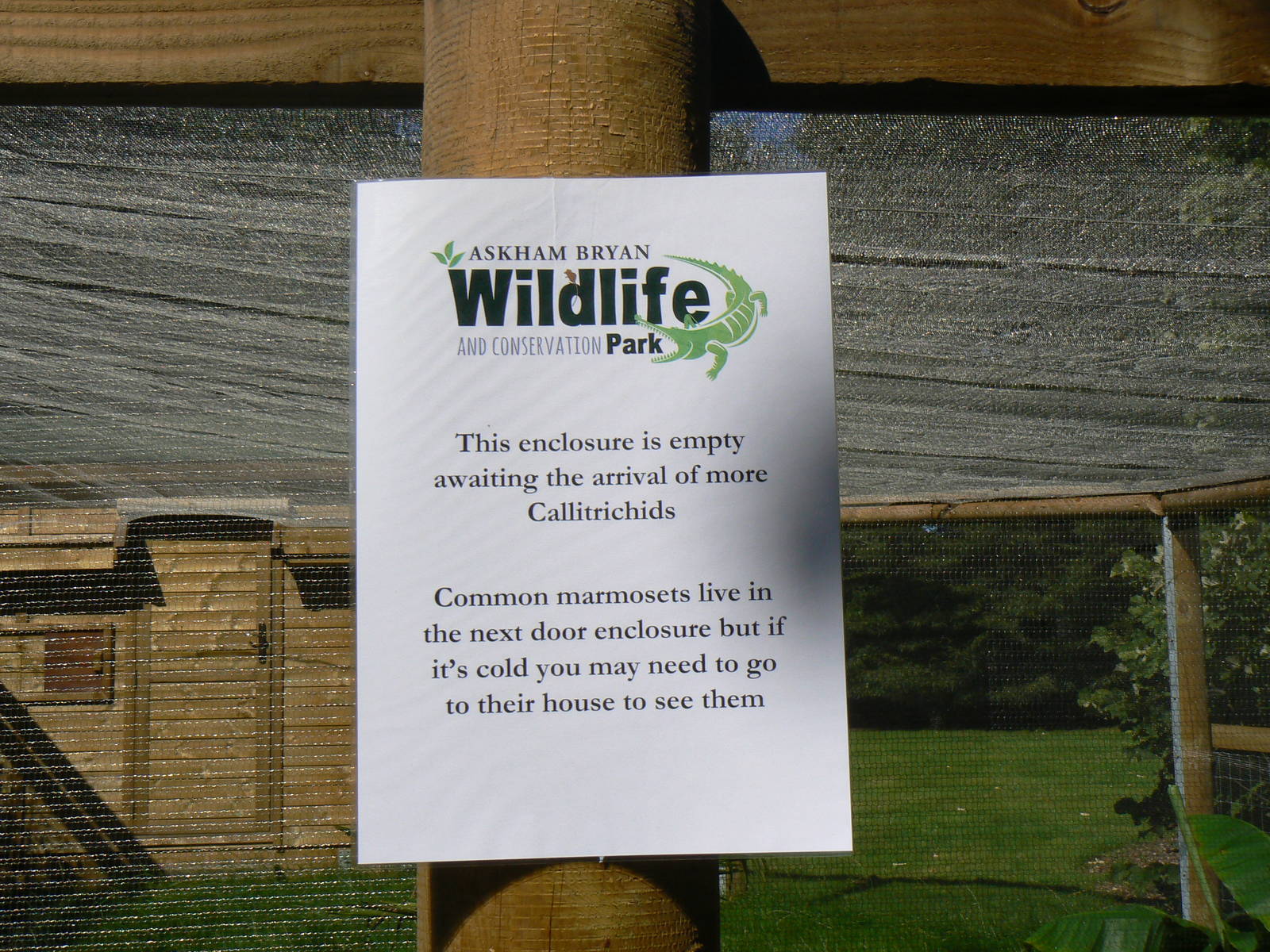 Notice - 29 August 2016, Askham Bryan Wildlife and Conservation Park
