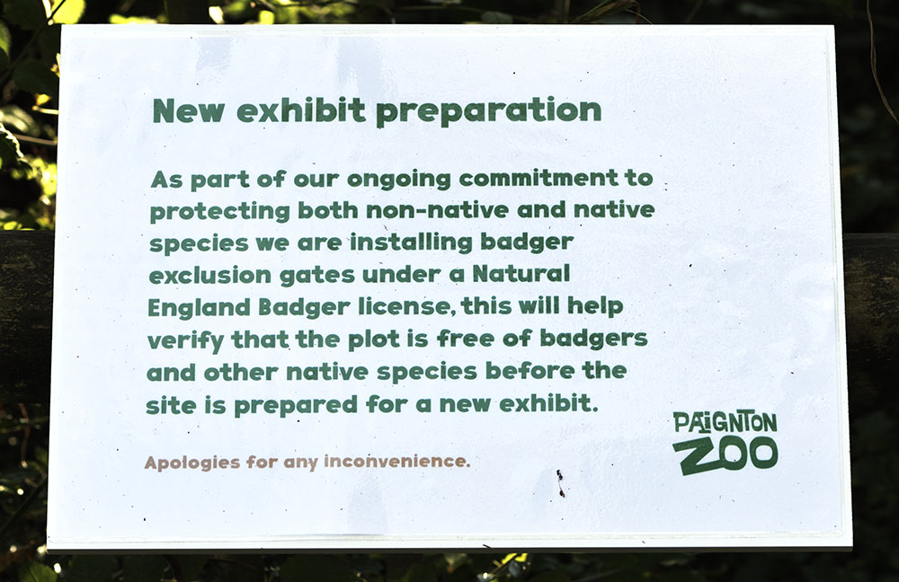 Notice near former Badger Sett