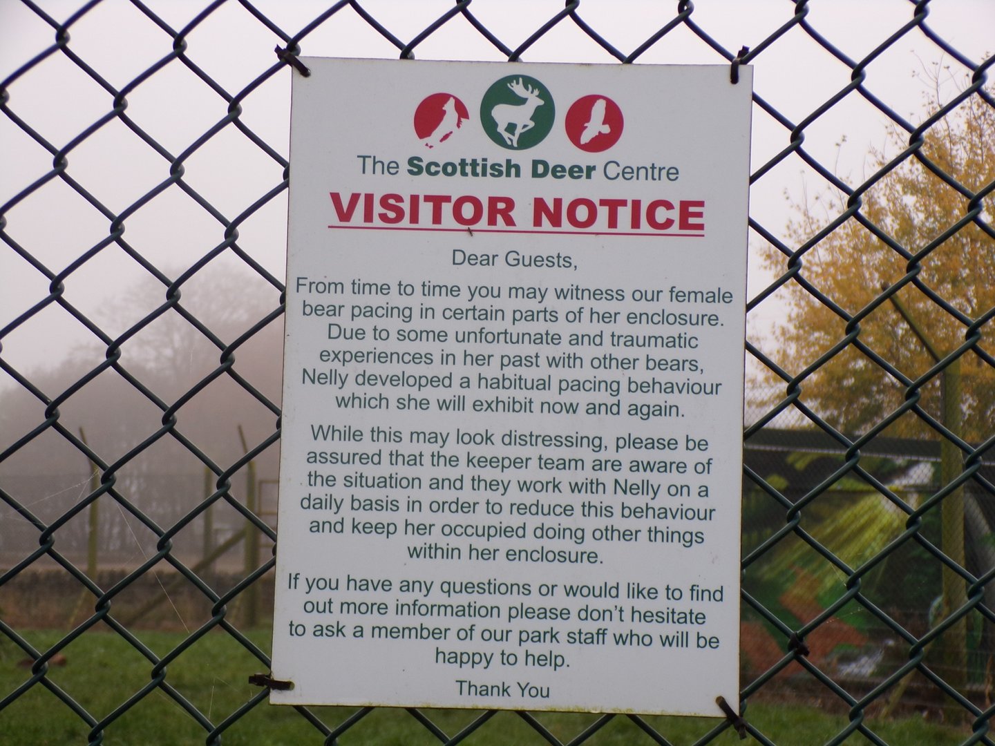 Notice on bear enclosure