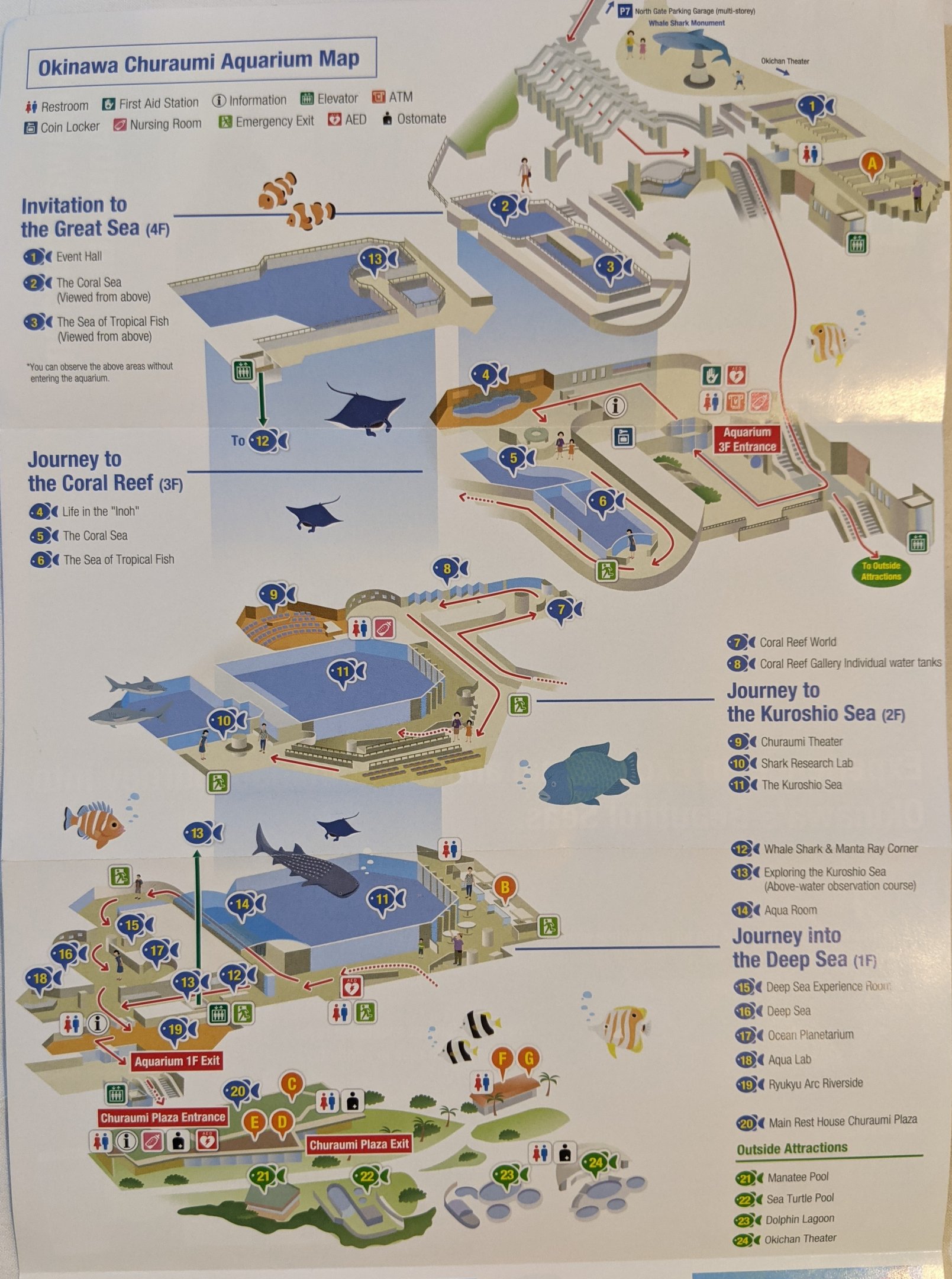 Okinawa Aquarium pamphlet map