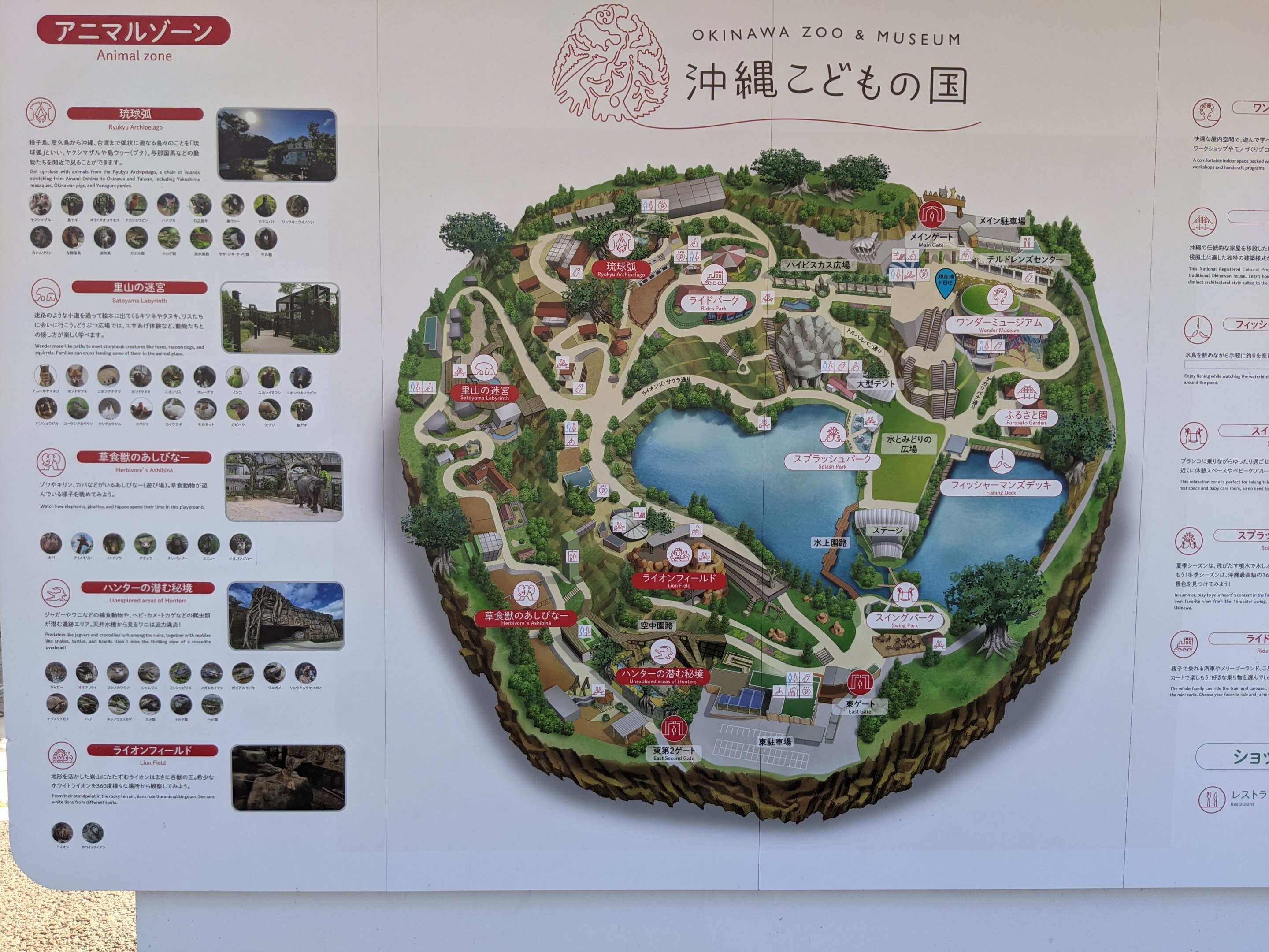 Okinawa Zoo signboard map