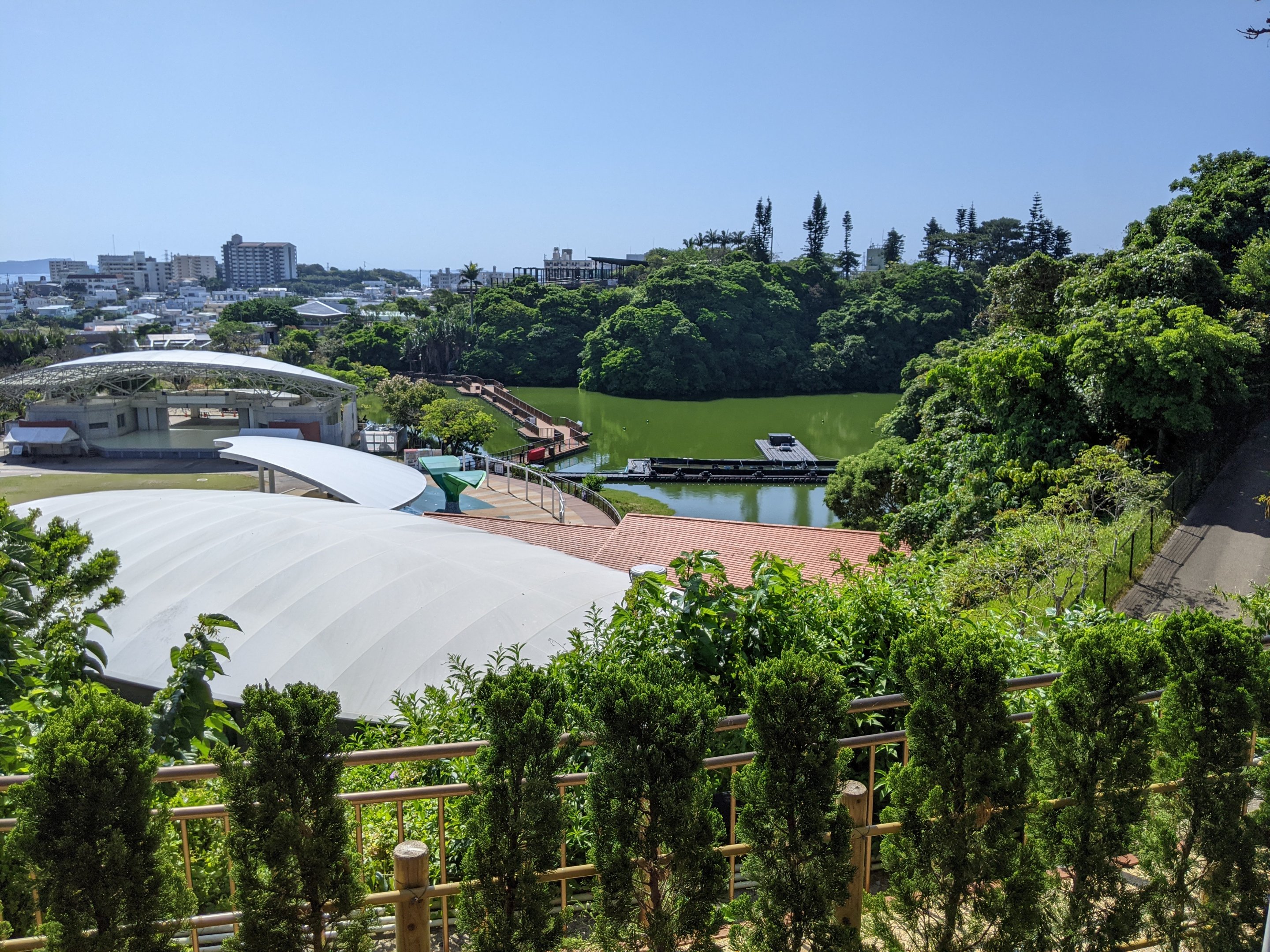 Okinawa Zoo, view of lake from entrance