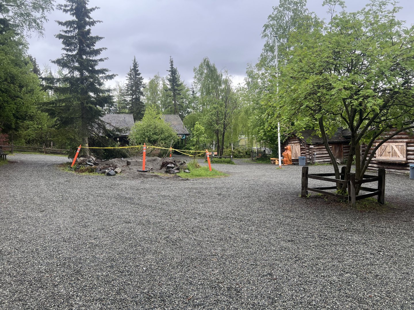 Old entrance plaza with entrance exhibit being torn down
