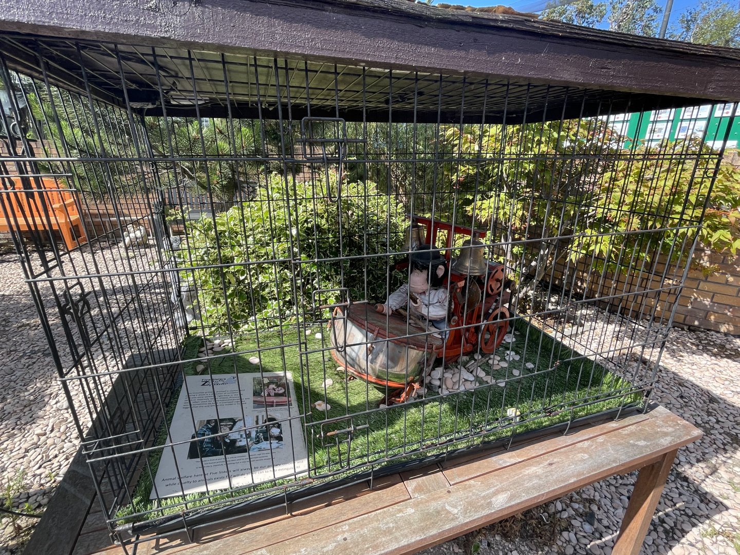 Old fashioned chimpanzee cage recreation