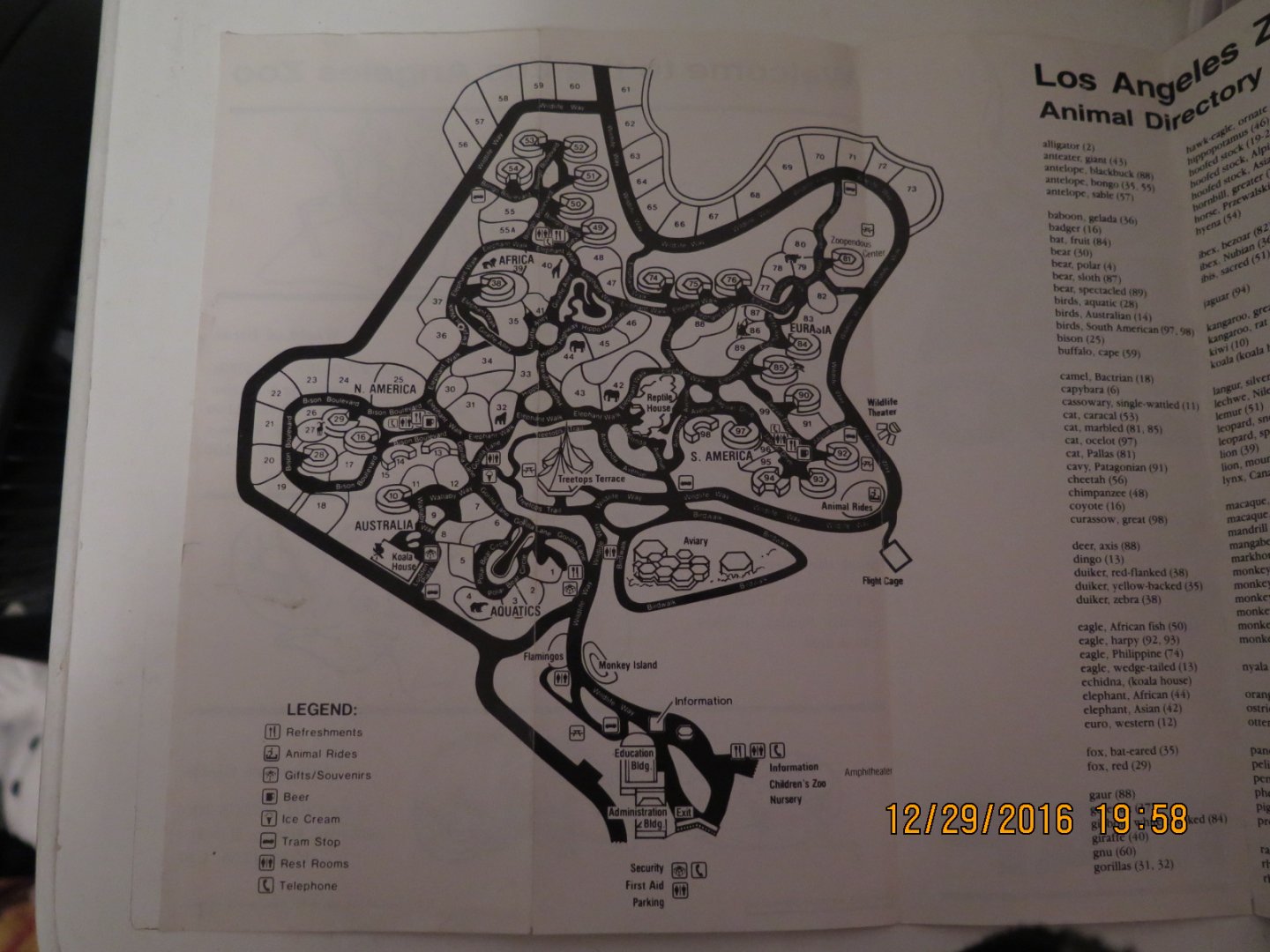 Old LA Zoo map