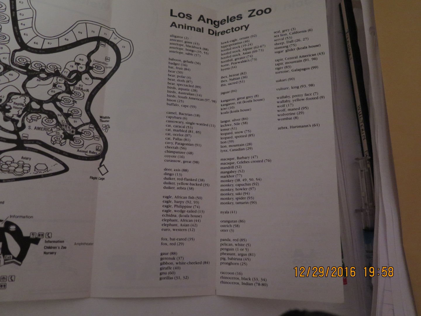 Old LA Zoo map