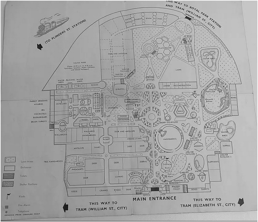 Old Map of Melbourne Zoo c. late 1960s