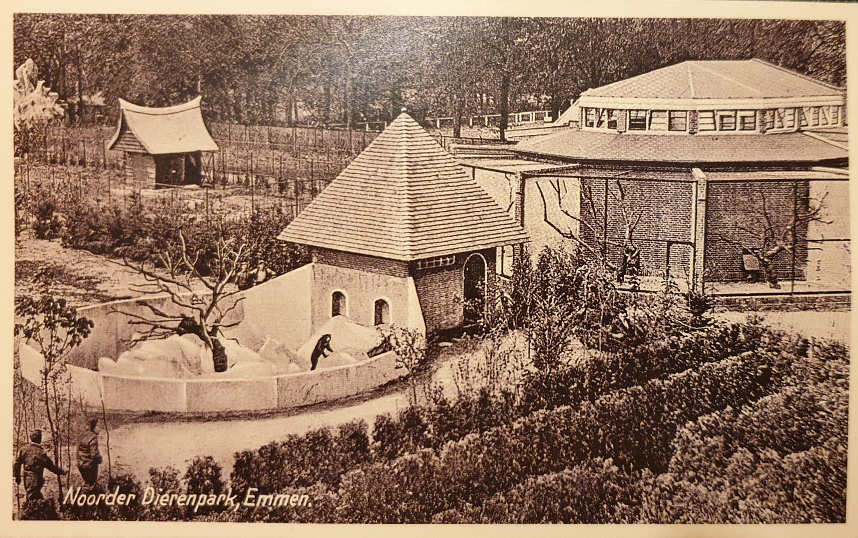 Old postcard - bear-enclosure and Monkey-Ape House