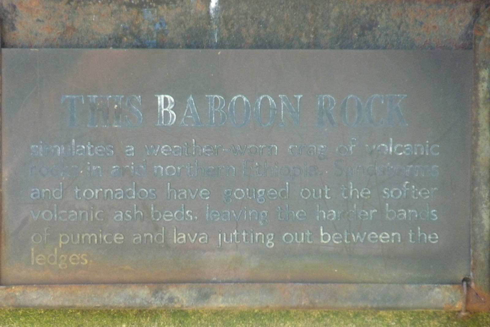 Old sign on Baboon enclosure, August 2016