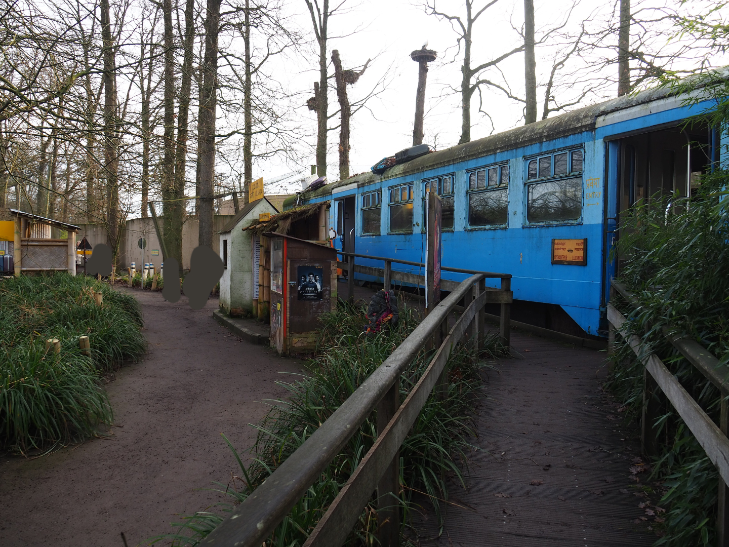 Old train car and small Indian train station theming, 2020-01-11