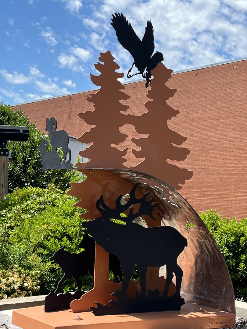 Old zoo sculptures in Downtown Asheboro