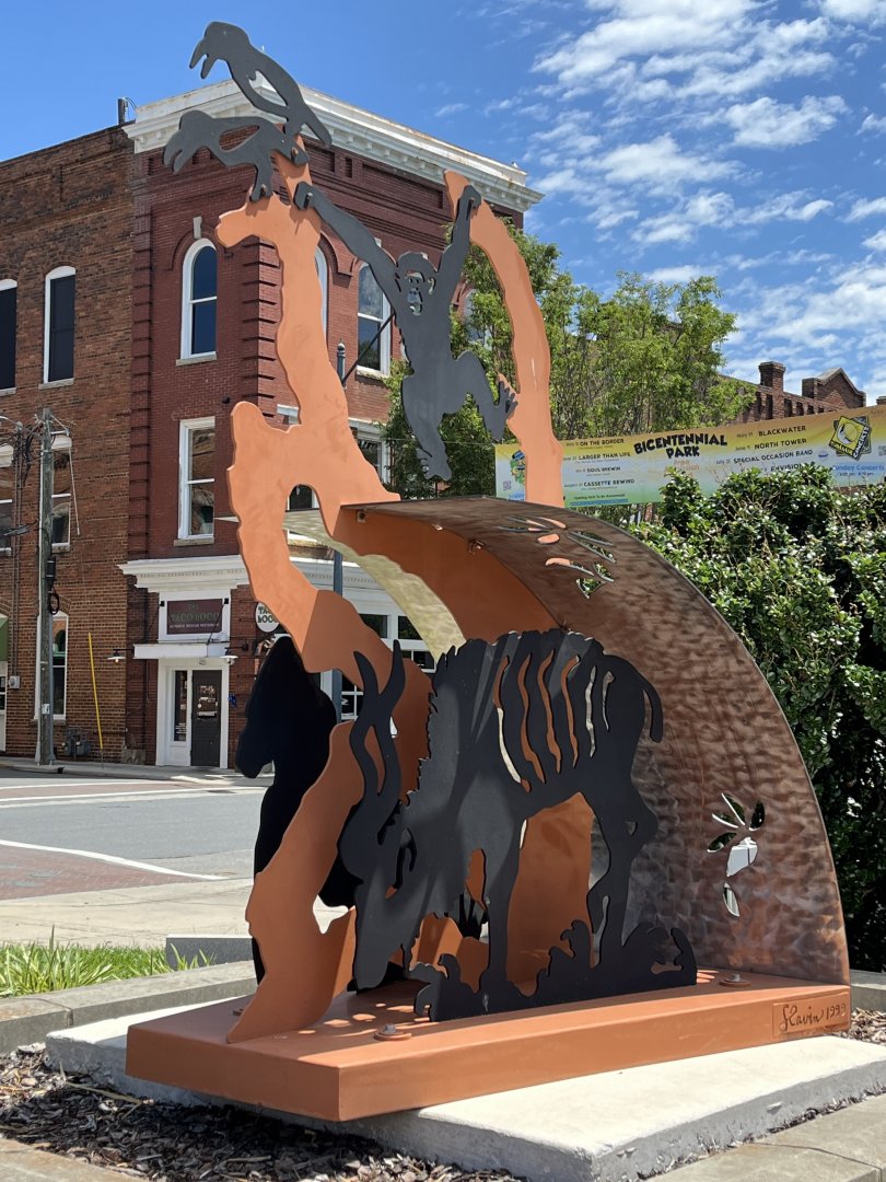 Old zoo sculptures in Downtown Asheboro