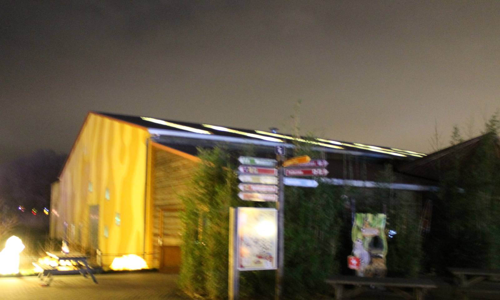 One of the Chimp-houses by night