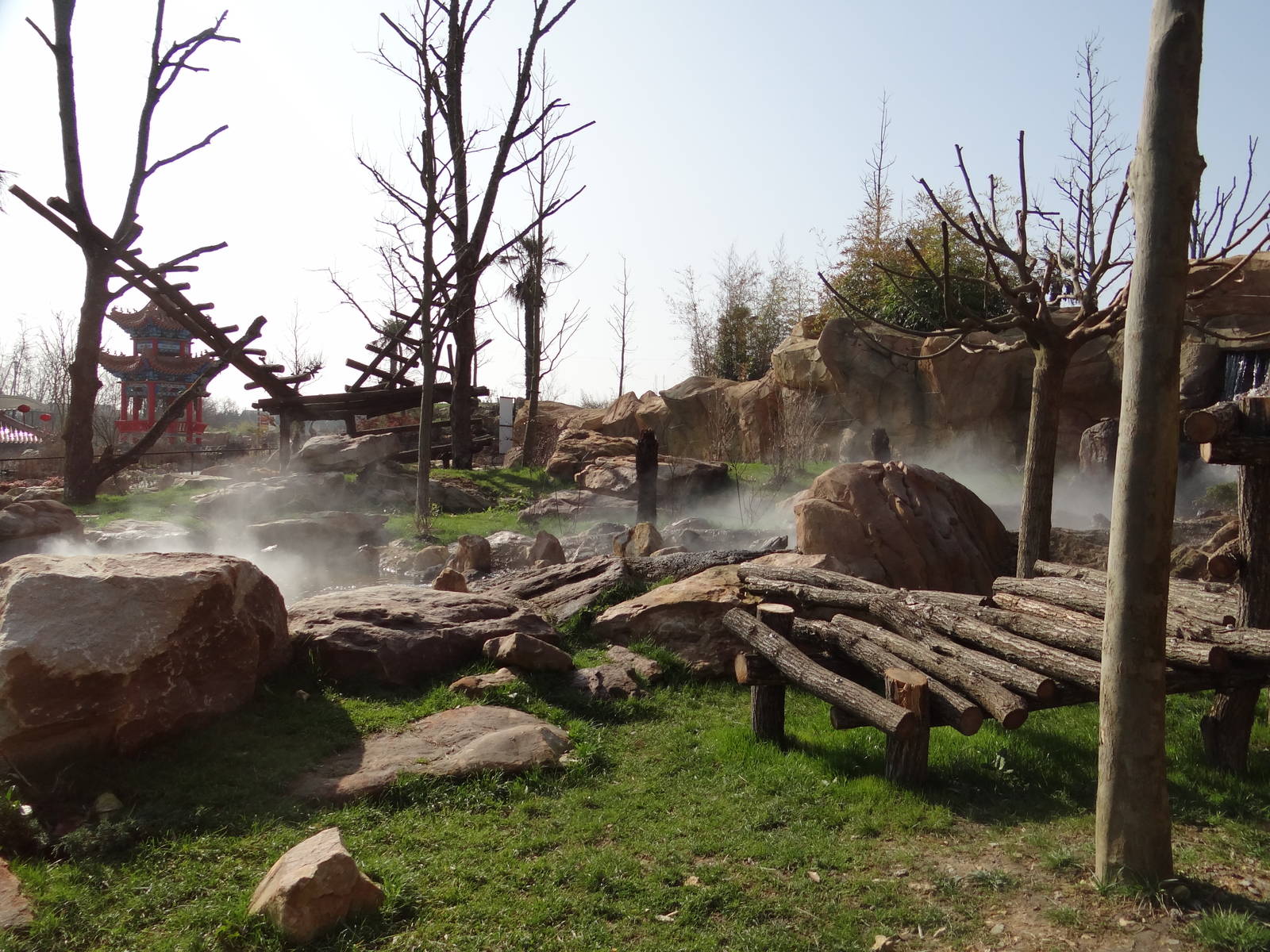 One of the two giant pandas exhibit