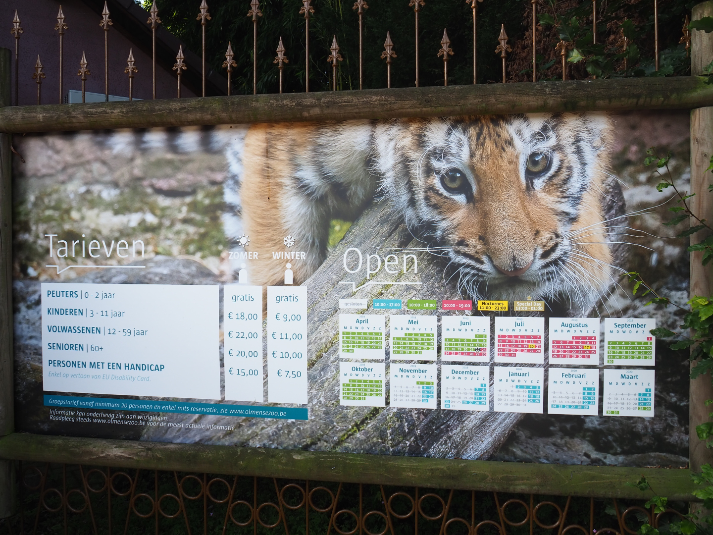 Opening times and entry prices sign, 2019-06-01