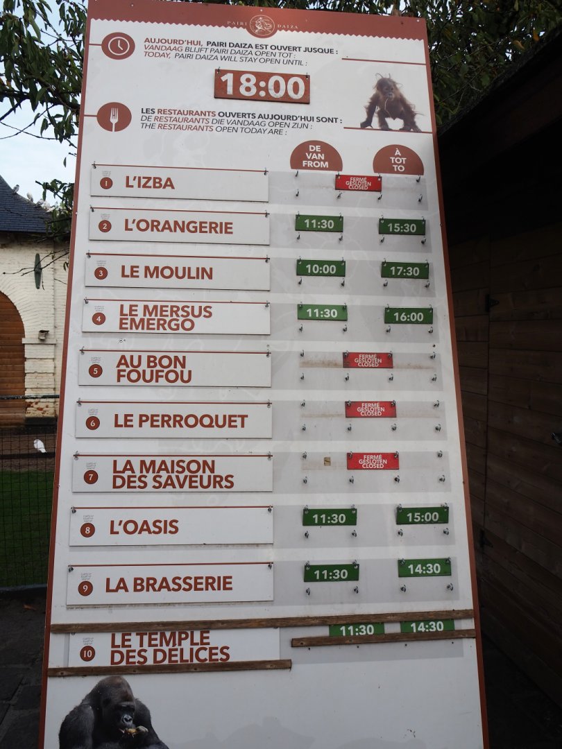 Opening times of restaurants sign, 2019-10-04