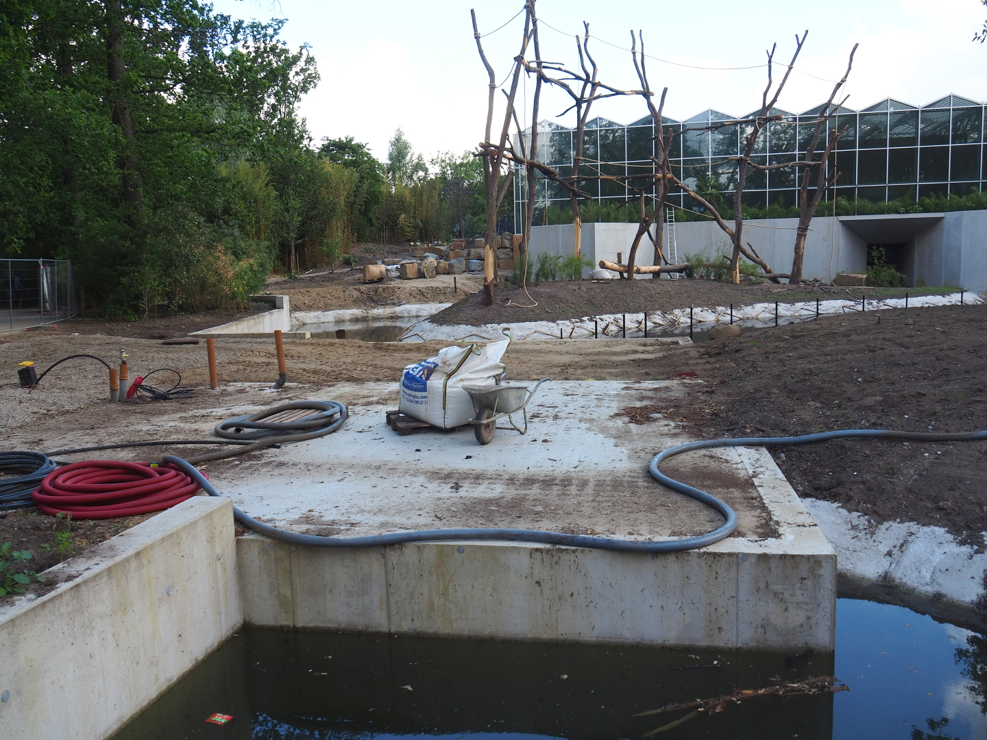 Orangutan project construction, Site of future building for fifth island not connected to greenhouse, 2022-05-28