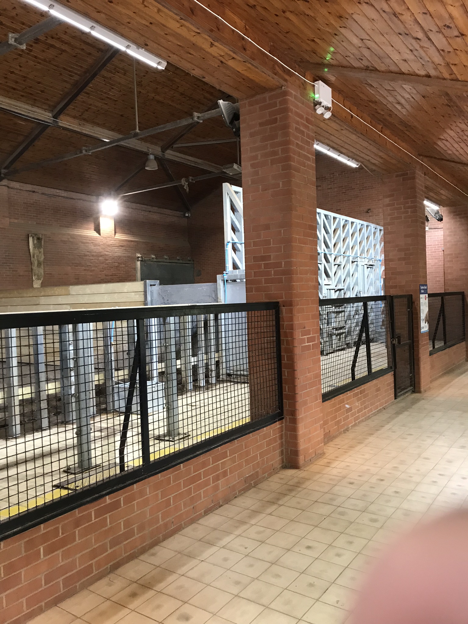 Out of place former elephant protection wall in rhino house