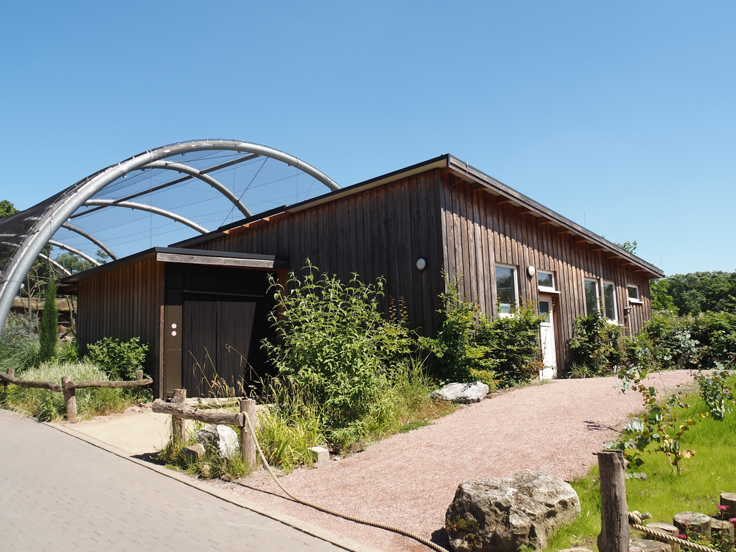 Outback aviary - Bird house and entrance to interior viewing area, 2024-06-08