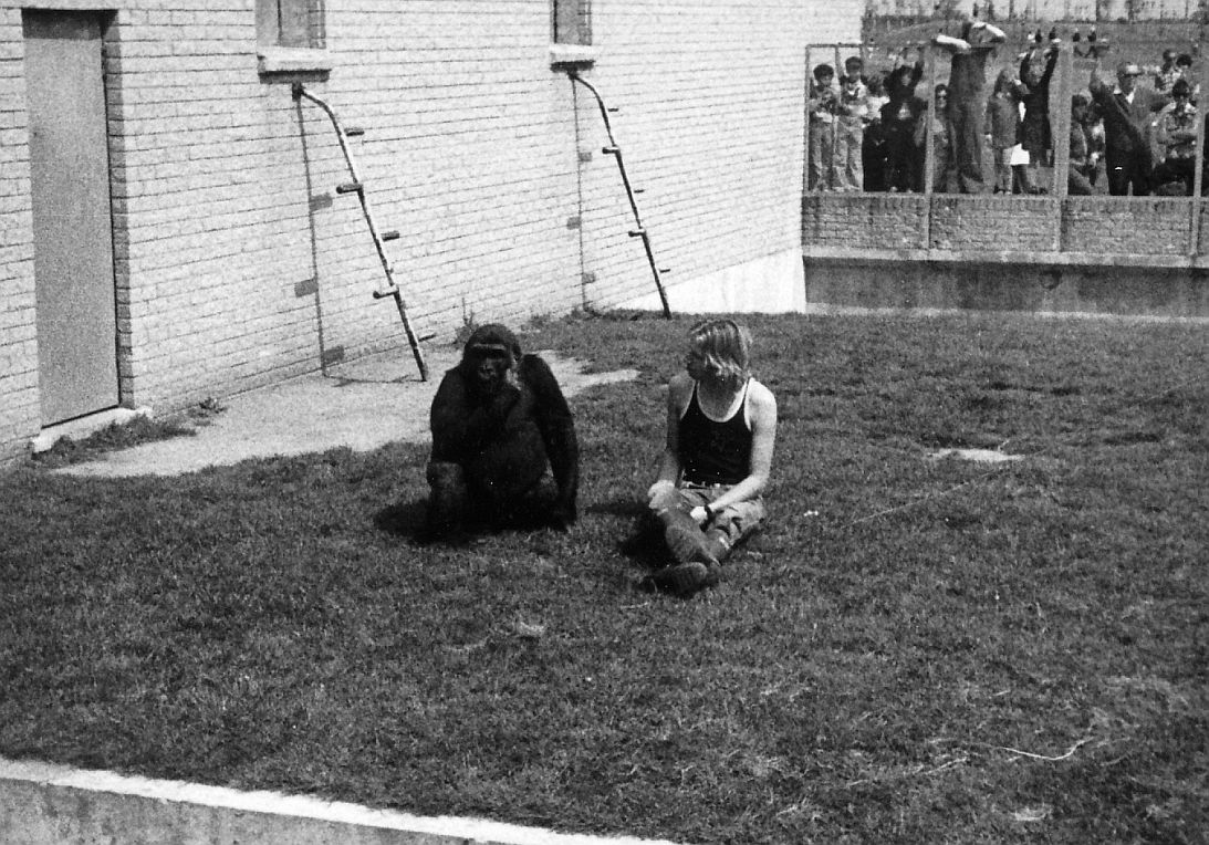 Outside Primate House - the keeper is Neil Spooner