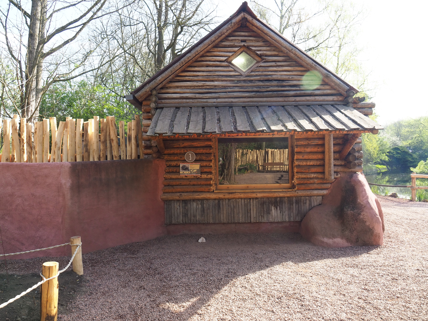 Outside view of indoor Short-beaked echidna exhibit, 2022-04-12