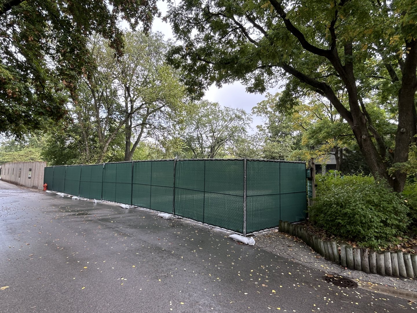 Pachyderm House- construction fence northwest side of the building.