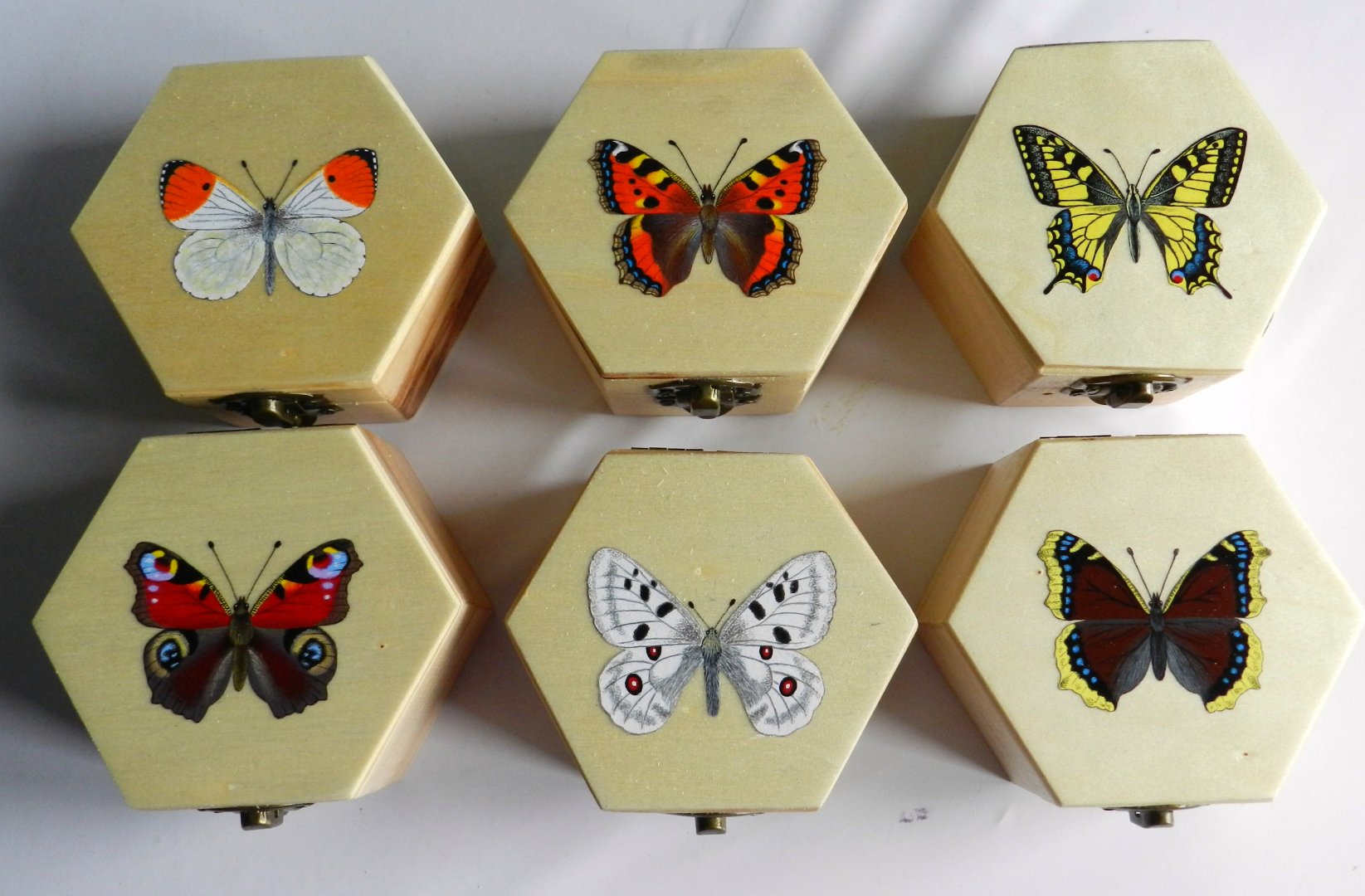 Painted wood boxes