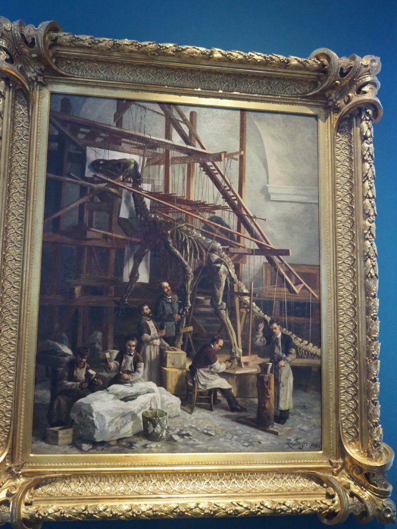 Painting of the assembly of the Bernissart Iguanadons, 2019-12-03