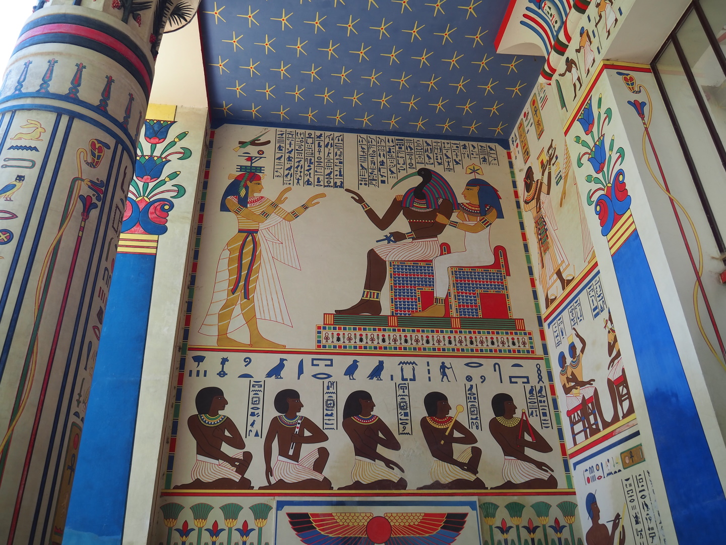 Paintings on the sidewall of the front porch of the Egyptian Temple, 2021-07-17